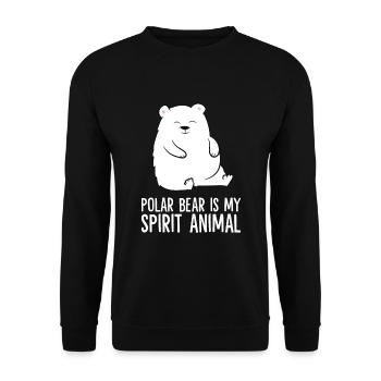 Eisbär ist mein Geisttier Lustiger Eisbär - Unisex Pullover - Schwarz - Vorne - Alina (178cm) & Michal (187cm)