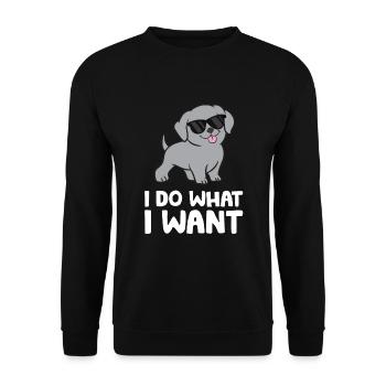 Weimaraner Welpe Ich mache was ich will Lustiger - Unisex Pullover - Schwarz - Vorne - Alina (178cm) & Michal (187cm)