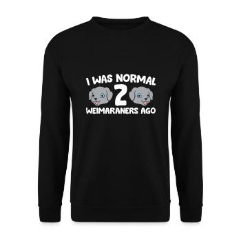 Weimaraner Tierhalter Ich war vor 2 Weimaranern - Unisex Pullover - Schwarz - Vorne - Alina (178cm) & Michal (187cm)