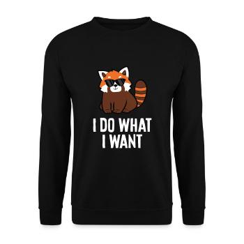 Roter Panda Ich mache, was ich will Lustiger - Unisex Pullover - Schwarz - Vorne - Alina (178cm) & Michal (187cm)