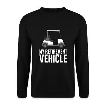 Mein Ruhestandsfahrzeug Opa Papa Golfwagen - Unisex Pullover - Schwarz - Vorne - Alina (178cm) & Michal (187cm)