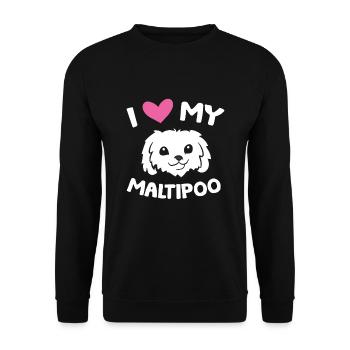 J’aime mon chien Maltipoo - Sweat-shirt Unisexe - noir - Devant - Alina (178cm) & Michal (187cm)