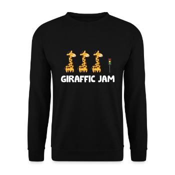 Giraffe Stau Giraffe Wortspiel Stau Lustige - Unisex Pullover - Schwarz - Vorne - Alina (178cm) & Michal (187cm)
