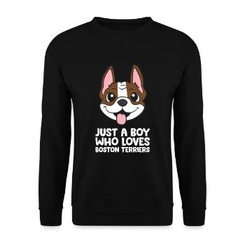 Just a Boy Who Loves Boston Terriers - Unisex Sweatshirt - black - Front - Alina (178cm) & Michal (187cm)