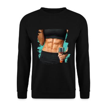 Fake Muscle Woman Fitness Women's Body - Unisex Sweatshirt - black - Front - Alina (178cm) & Michal (187cm)