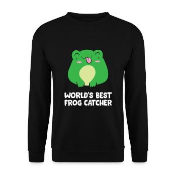 Lustiger Froschjäger Der beste Froschfänger der - Unisex Pullover - Schwarz - Vorne - Alina (178cm) & Michal (187cm)