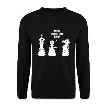 Chess Knight Daddy I Want That Pony Funny Chess - Unisex Sweatshirt - black - Front - Alina (178cm) & Michal (187cm)