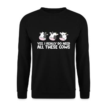 Oui, j’ai vraiment besoin de toutes ces vaches - Sweat-shirt Unisexe - noir - Devant - Alina (178cm) & Michal (187cm)