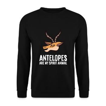 Antilopen sind mein Seelentier - Unisex Pullover - Schwarz - Vorne - Alina (178cm) & Michal (187cm)