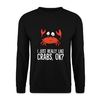 Krabbenfischen Meeresfrüchte Ich mag Krabben - Unisex Pullover - Schwarz - Vorne - Alina (178cm) & Michal (187cm)