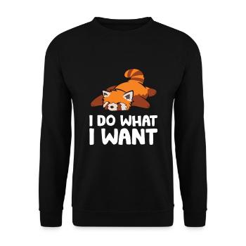Red Panda Sleeping Tired I Do What I Want Lazy - Unisex Sweatshirt - black - Front - Alina (178cm) & Michal (187cm)
