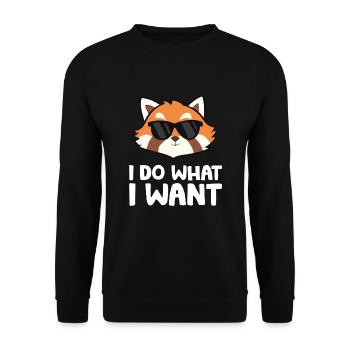 Panda roux avec des lunettes de soleil Je fais ce que je fais - Sweat-shirt Unisexe - noir - Devant - Alina (178cm) & Michal (187cm)