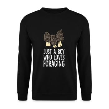 Morchelpilzjäger Mykologie Nur ein Junge, der das - Unisex Pullover - Schwarz - Vorne - Alina (178cm) & Michal (187cm)