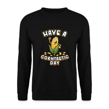Have A Corntastic Day Corn - Unisex Sweatshirt - black - Front - Alina (178cm) & Michal (187cm)