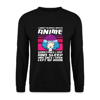 Ich schaue nicht immer Anime, sobald ich mein - Unisex Pullover - Schwarz - Vorne - Alina (178cm) & Michal (187cm)