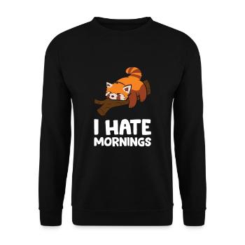 Tired Red Panda I Hate Mornings Funny Red Panda - Unisex Sweatshirt - black - Front - Alina (178cm) & Michal (187cm)
