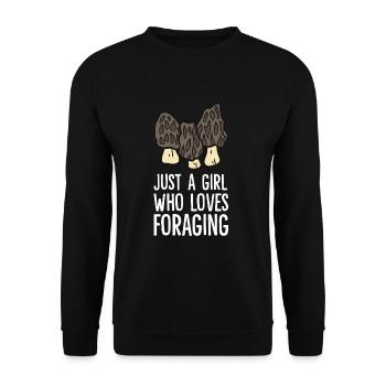 Morchelpilzjagd Mykologie Nur ein Mädchen, das - Unisex Pullover - Schwarz - Vorne - Alina (178cm) & Michal (187cm)