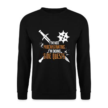 Not Procrastinatig IM Doing Side Quests - Unisex Sweatshirt - black - Front - Alina (178cm) & Michal (187cm)