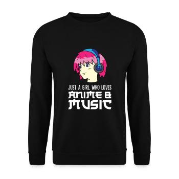 Nur ein Mädchen, das Anime und Musik liebt - Unisex Pullover - Schwarz - Vorne - Alina (178cm) & Michal (187cm)