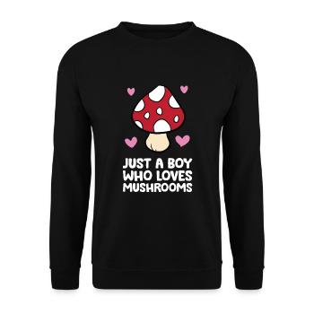 Juste un garçon qui aime les champignons - Sweat-shirt Unisexe - noir - Devant - Alina (178cm) & Michal (187cm)