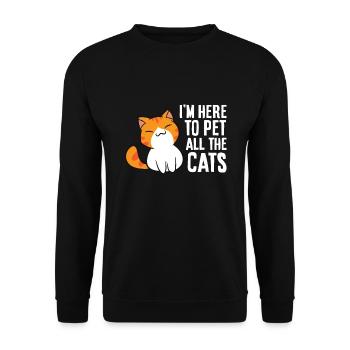Ich bin hier, um alle Katzen zu streicheln - Unisex Pullover - Schwarz - Vorne - Alina (178cm) & Michal (187cm)