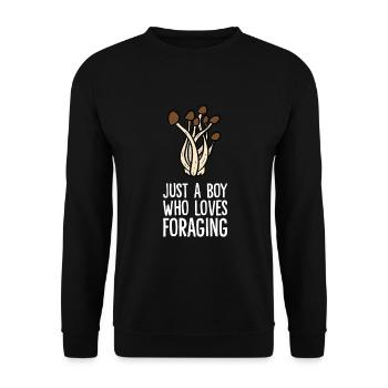 Nur ein Junge, der gerne auf Nahrungssuche geht - Unisex Pullover - Schwarz - Vorne - Alina (178cm) & Michal (187cm)