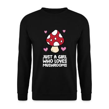 Juste une fille qui aime les champignons - Sweat-shirt Unisexe - noir - Devant - Alina (178cm) & Michal (187cm)
