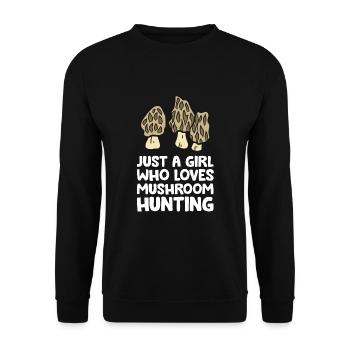 Juste une fille qui aime la chasse aux champignons - Sweat-shirt Unisexe - noir - Devant - Alina (178cm) & Michal (187cm)
