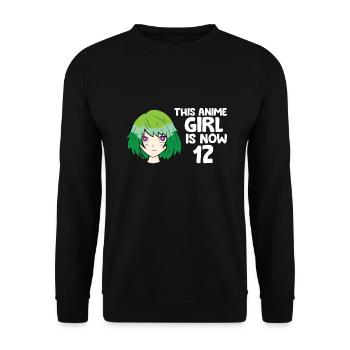 Dieses Anime Mädchen ist jetzt 12 Jahre alt Anime - Unisex Pullover - Schwarz - Vorne - Alina (178cm) & Michal (187cm)