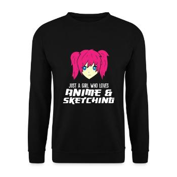 Just a Girl Who Loves Anime And Sketching Funny - Unisex Sweatshirt - black - Front - Alina (178cm) & Michal (187cm)