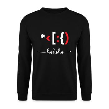 Hohoho Satzzeichen Nerd Weihnacht - Unisex Pullover - Schwarz - Vorne - Alina (178cm) & Michal (187cm)