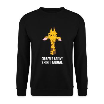 Giraffen sind mein Geisttier Lustige Giraffe - Unisex Pullover - Schwarz - Vorne - Alina (178cm) & Michal (187cm)