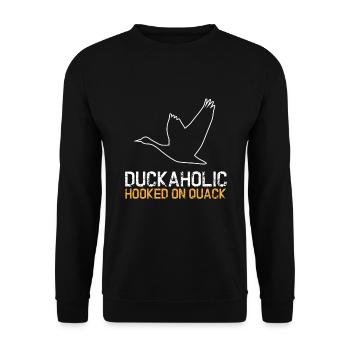 Duckaholic Duck Duck Bird - Unisex Sweatshirt - black - Front - Alina (178cm) & Michal (187cm)
