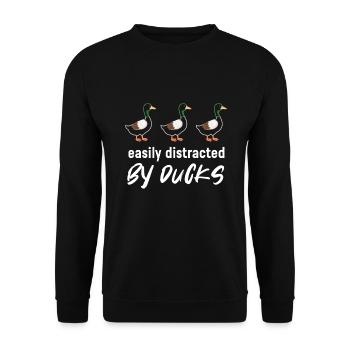 Easily Distracted By Ducks Ente Vogel - Unisex Pullover - Schwarz - Vorne - Alina (178cm) & Michal (187cm)