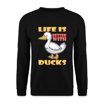La vie est meilleure avec les canards Ente Enten - Sweat-shirt Unisexe - noir - Devant - Alina (178cm) & Michal (187cm)