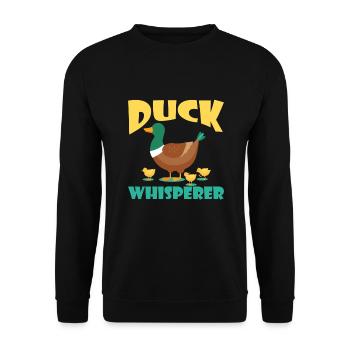 Duck Whisperer Ente Enten Vogel - Unisex Pullover - Schwarz - Vorne - Alina (178cm) & Michal (187cm)