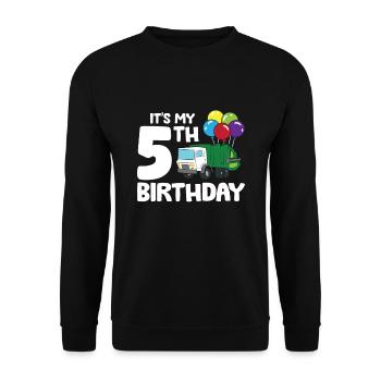 Garbage Truck It's My 5th Birthday Garbage Day 5 - Unisex Sweatshirt - black - Front - Alina (178cm) & Michal (187cm)