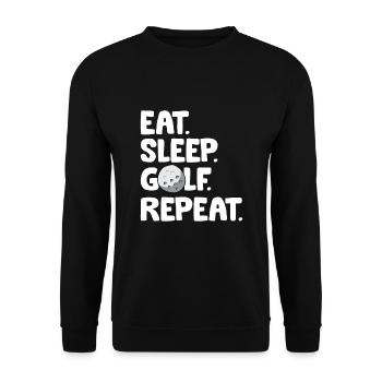 Golfing Golf Player Eat Sleep Golf Repeat - Unisex Sweatshirt - black - Front - Alina (178cm) & Michal (187cm)