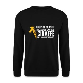 Giraffe Sei immer du selbst, außer du kannst eine - Unisex Pullover - Schwarz - Vorne - Alina (178cm) & Michal (187cm)