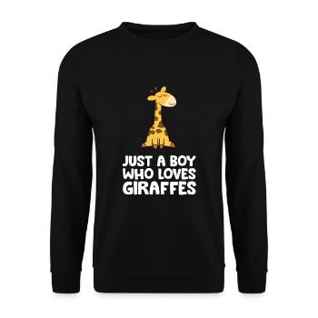 Nur ein Junge, der Giraffen liebt - Unisex Pullover - Schwarz - Vorne - Alina (178cm) & Michal (187cm)