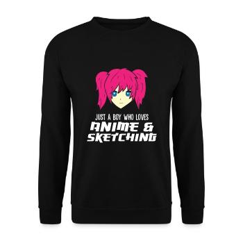 Just a Boy Who Loves Anime And Sketching Funny - Unisex Sweatshirt - black - Front - Alina (178cm) & Michal (187cm)