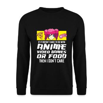 Animes Videospiele oder Lebensmittel Otaku Gamer - Unisex Pullover - Schwarz - Vorne - Alina (178cm) & Michal (187cm)