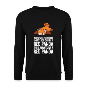 Roter Panda Sei immer du selbst, außer du kannst - Unisex Pullover - Schwarz - Vorne - Alina (178cm) & Michal (187cm)