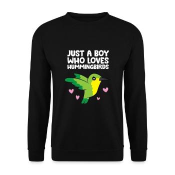 Just a Boy Who Loves Hummingbirds - Unisex Sweatshirt - black - Front - Alina (178cm) & Michal (187cm)