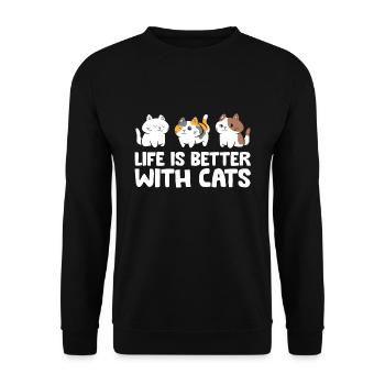 Lustige Katzenliebhaber Niedliche Kätzchen Das - Unisex Pullover - Schwarz - Vorne - Alina (178cm) & Michal (187cm)