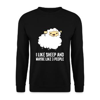 I Like Sheep And Maybe Like 3 People Farmer Cute - Unisex Sweatshirt - black - Front - Alina (178cm) & Michal (187cm)