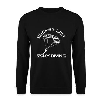 Bucket List Sky Diving Fallschirm - Unisex Pullover - Schwarz - Vorne - Alina (178cm) & Michal (187cm)