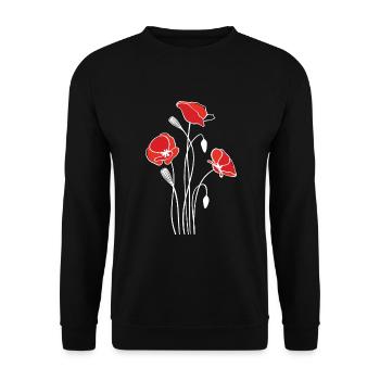 Coquelicot Fleurs Flore Naturelle - Sweat-shirt Unisexe - noir - Devant - Alina (178cm) & Michal (187cm)