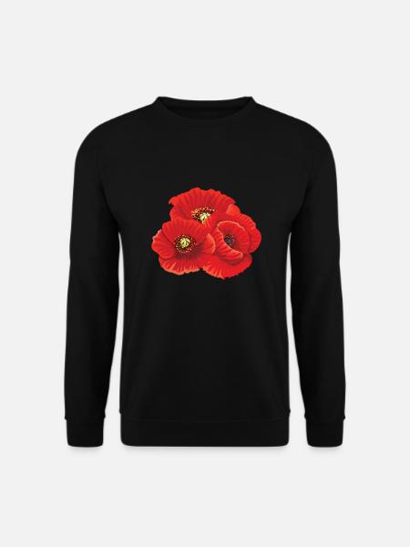 Poppy Mohnblume Blumen Flora Natur - Unisex Pullover - Schwarz