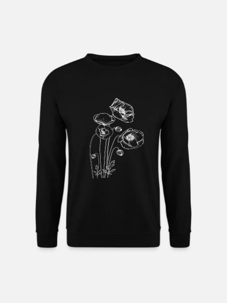 Mohnblume in Weiß Blumen Flora Natur - Unisex Pullover - Schwarz